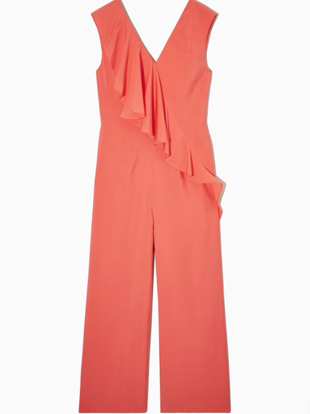 COS Tangerine Ruffle V-Neck Wide-Leg Jumpsuit 8